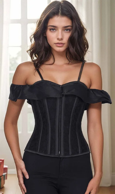 corset with structured cups-Averie Overbust Mesh Corset With Straps