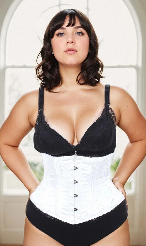 corset with mesh panels-Plus Size Underbust Floral Brocade Standard Corset