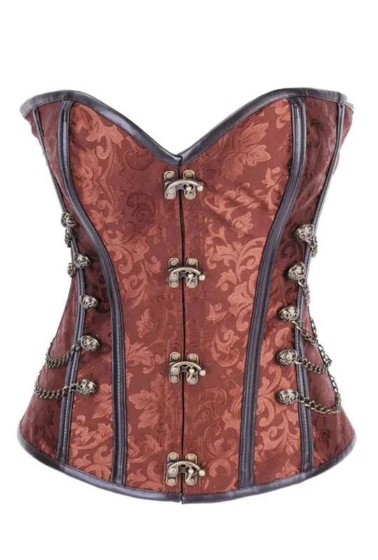 corset with side straps-Steel Boned Copper Steampunk Chain Corset