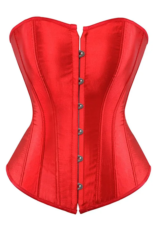 corset for steampunk festival-Red Classic Satin Corset