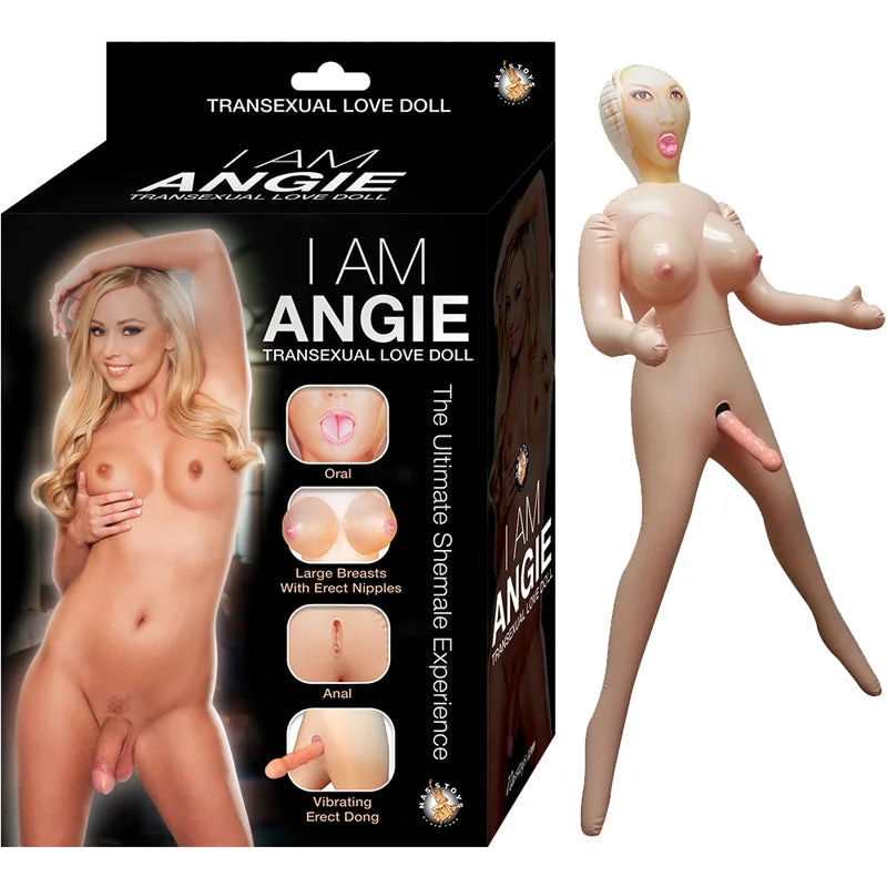 Silicone masturbator for men-I Am Angie Transexual Love Doll With Variable Speed 7in Dong