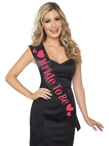 nipple vibration accessories-Bride To Be Sash - Black