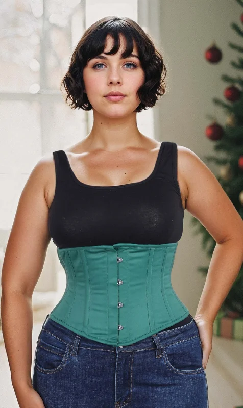 corset for summer festival-Plus Size Waist Trainer Green Taffeta Waspie Corset