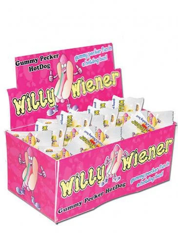 remote-controlled anal beads accessories-Willy Wiener Gummy Pecker Hotdog - 36 Pieces Display