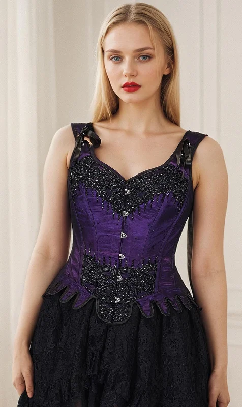 corset with beadwork-Bryleigh Purple Couture Corset