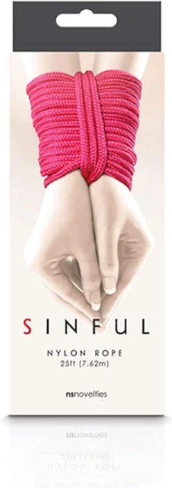 massage ball accessories-Sinful ''Nylon Rope'' 25ft -Pink