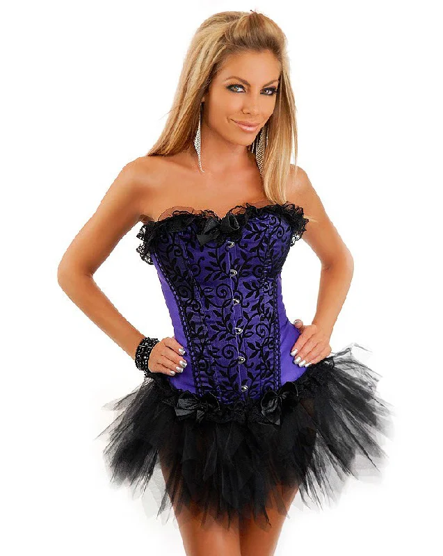 white lace corset-Purple Vine Corset