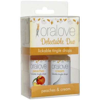 lubricant for weight machines-Oralove Delectable Duo  Lickable Tingle Drops -  Peaches and Cream - 2 Pack