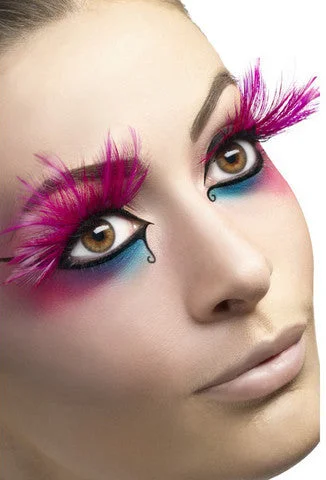 kinky accessories-Feather Plume Eyelashes - Pink