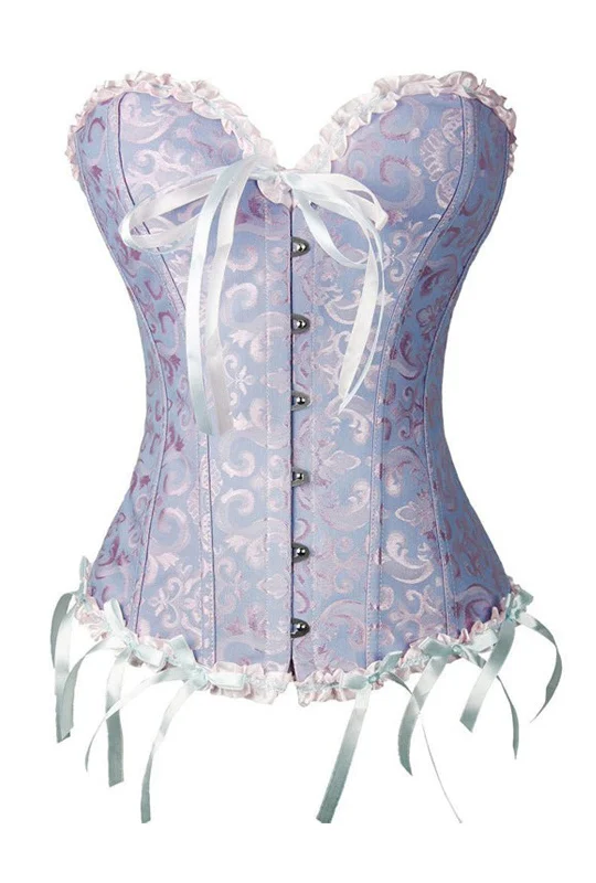 corset for bridal party-Classic Pink & Blue Overbust Corset