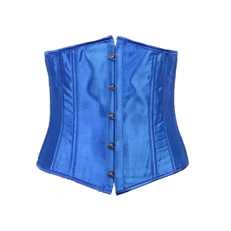 corset for festival dress-Royal Blue Satin Underbust Corset