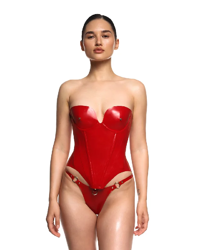 corset with ribbon lacing-Corset "Elysia" Red