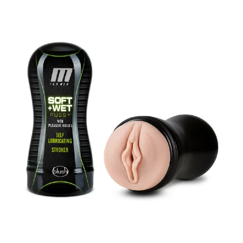 Compact masturbator accessory-M for Men Soft + Wet Pussy with Pleasure Ridges Self-Lubricating Vagina Stroker Beige