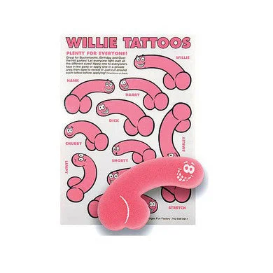 cock ring set accessories-Assorted Willie Tattoos With Willie Sponge - 10 Pack