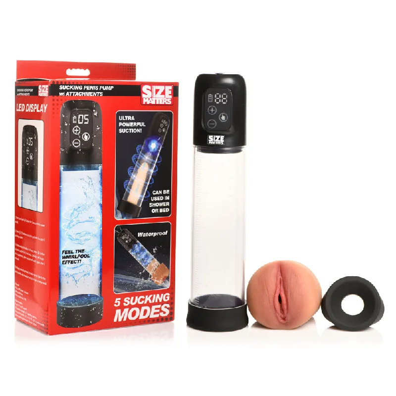 Rechargeable sleeve masturbator-Size Matters Sucking Penis Pump with masturbation Sleeve