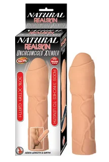 dildo harness straps-Natural Realskin Uncircumcised Xtender Vibrating Penis Sleeve