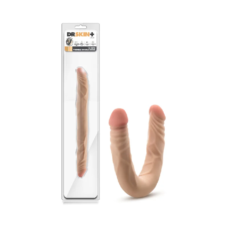 Silent masturbator mode-Dr. Skin Plus 14 in. Posable Double Dong Beige