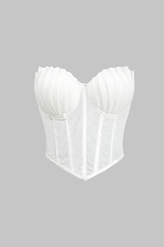 corset with sheer bodice-Mesh Corset Waist Bustier Tube Top