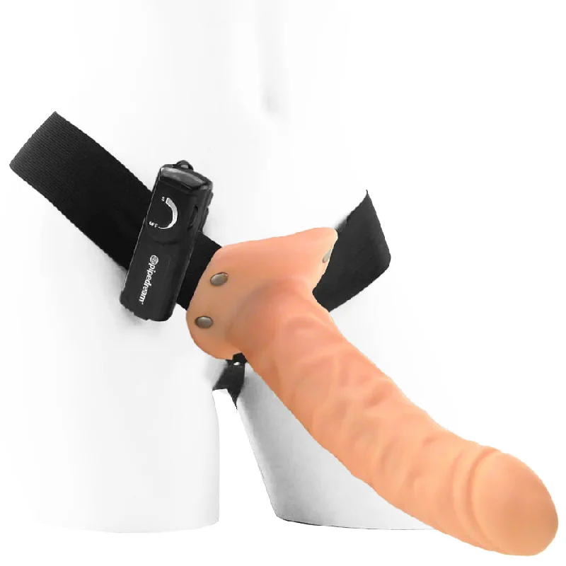 rechargeable butt plug accessories-Fetish Fantasy 8 Inch Hollow Vibrating Strap-On