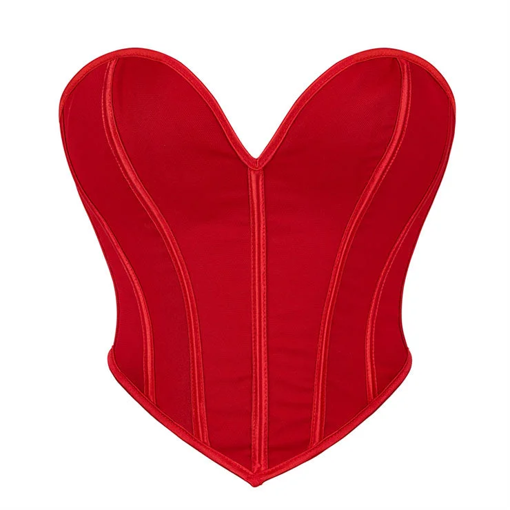 black satin corset-Red Heart Shaped Corset