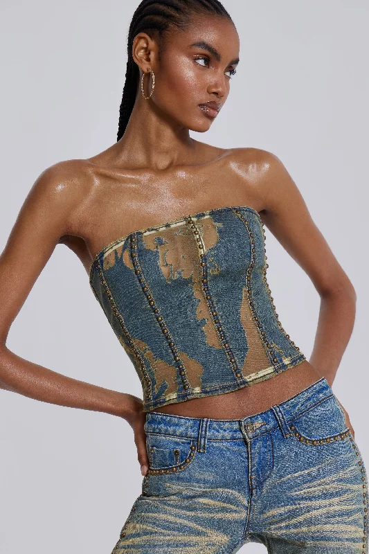 corset with wrap-around design-Vega Denim Corset Top