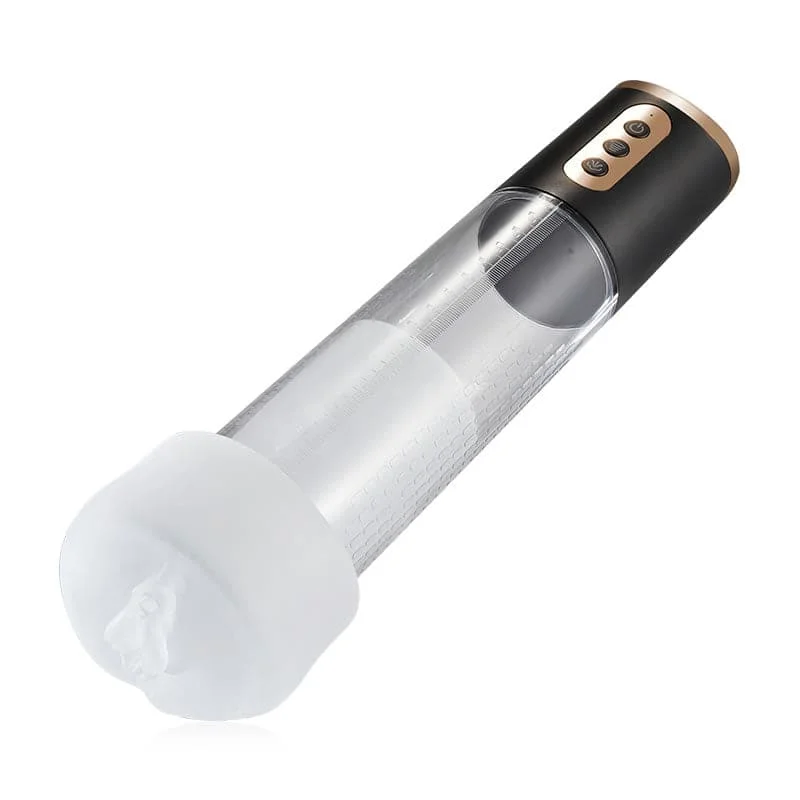 USB rechargeable masturbator-2 In1 Transparent Penis Enlargement Penis Pump —— Realistic Masturbator Sleeve