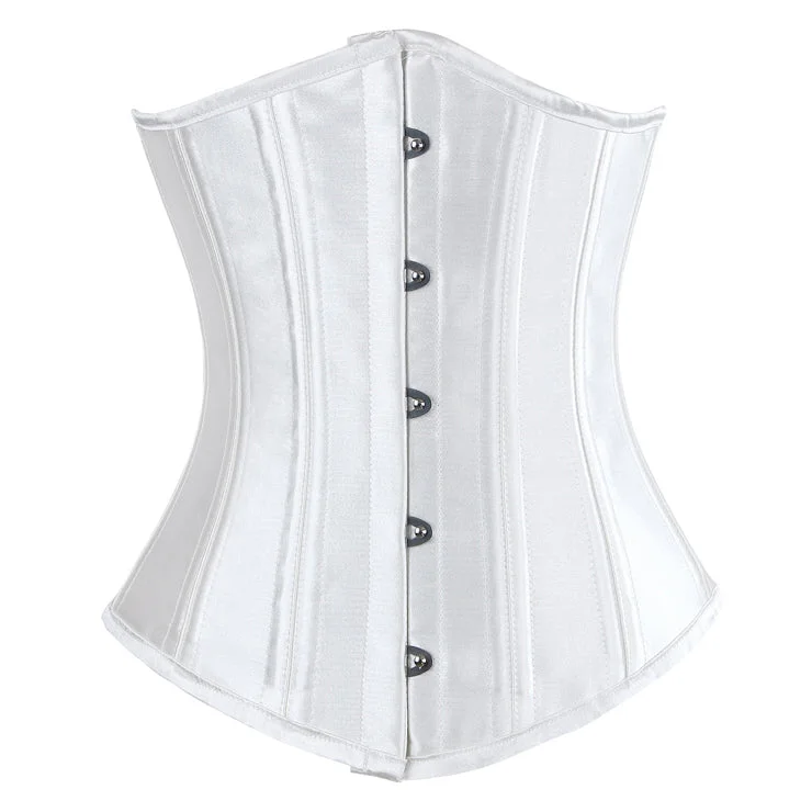 corset for summer dress-Steel Boned Off White Satin Underbust Corset