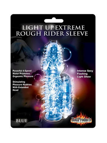 cock pump accessories-Light Up Extreme Rough Rider Sleeve - Blue