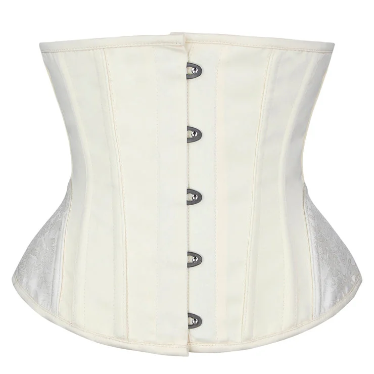 corset with satin straps-Vintage Antique White Hip Underbust Corset