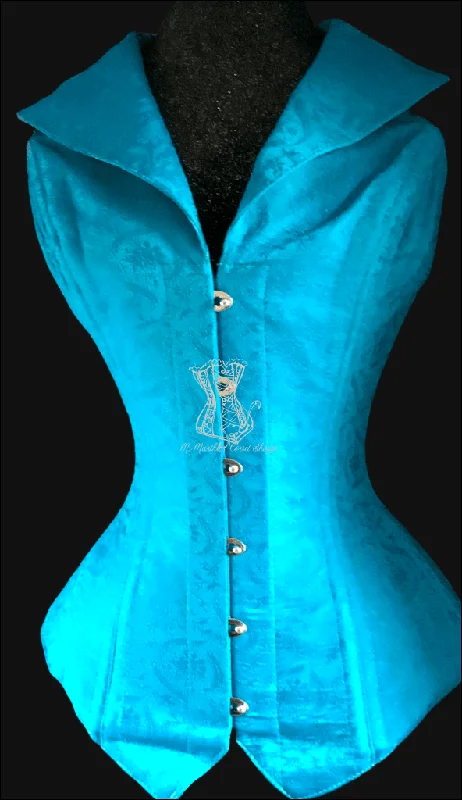 stimulating anal accessories-Silk Overbust Corsevest; Turquoise