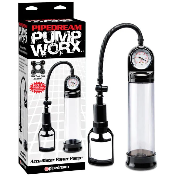 Pleasure sleeve masturbator-Pump Worx Accu-Meter Power Penis Pump