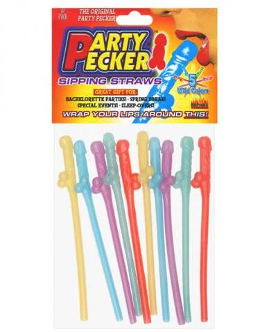 intimate accessories-Party Pecker Sipping Straws - 10 Count