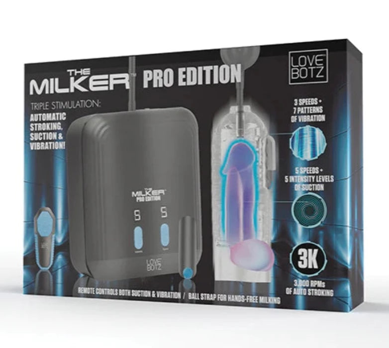 Male masturbator toy-LoveBotz ''Auto Milker'' Intense 13X Pro Edition Sucking Masturbator -Black