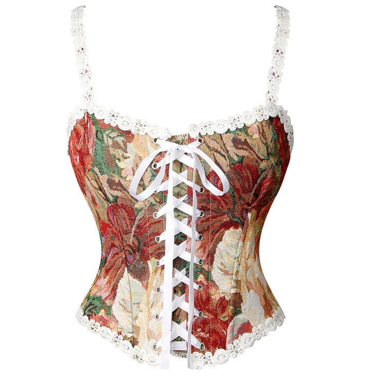 vintage corset dress-Autumn Floral Corset with Straps