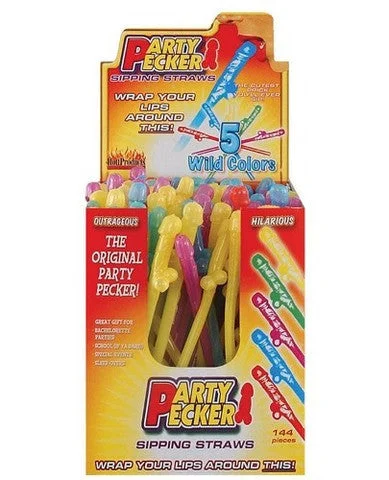 leather BDSM accessories-Party Pecker Sipping Straws - 144 Count With Display