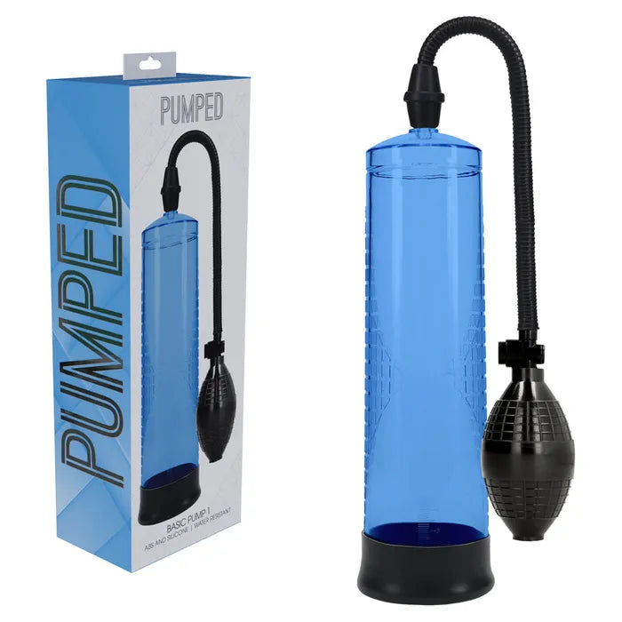 Silent vibrating toy masturbator-PUMPED Basic Pump 1 - Blue - Blue Penis Pump