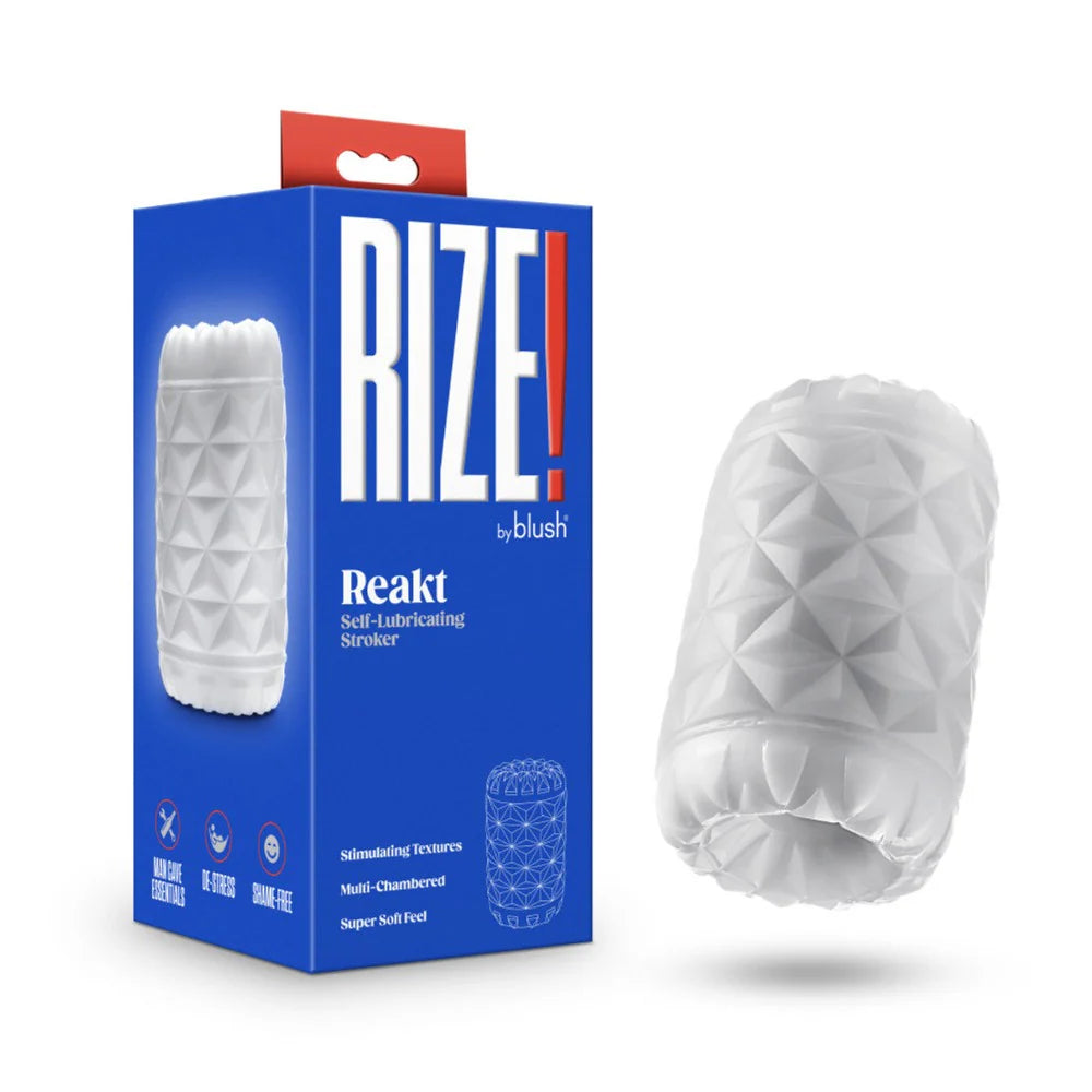 Heated device masturbator-Rize ''Reakt ''Self-Lubricating Stroker -White