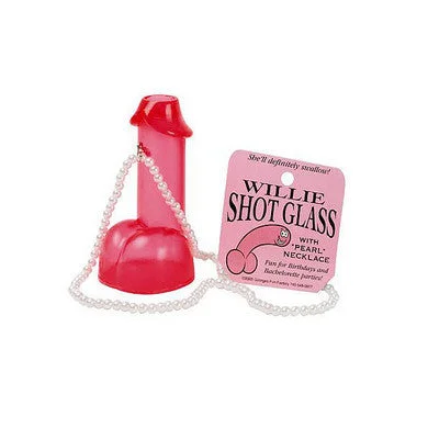 erotic lingerie accessories-Willie Shot Glass With Pearl Necklace