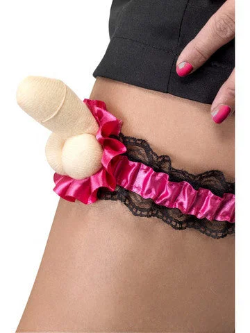 double dildo accessories-Hen Night Plush Willy Garter  - Pink