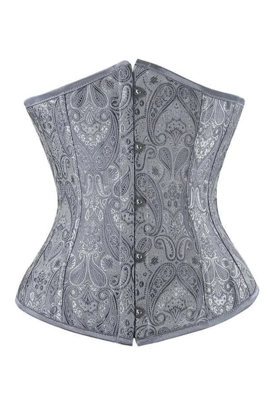 corset for hourglass figure-Steel Boned Grey Jacquard Underbust