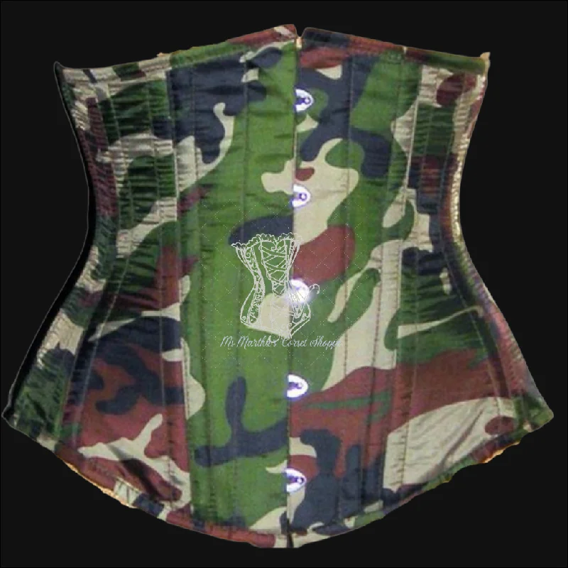 orgasm balm accessories-Silk Underbust Cincher; Camouflage