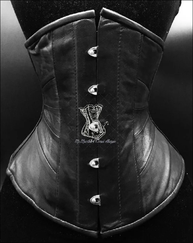 kinky accessories-Leather Underbust Cincher; Geometric in all Black