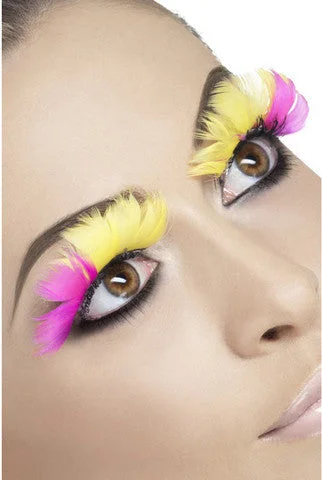 dual-action vibrator accessories-Feather Eyelashes - Pink - Yellow