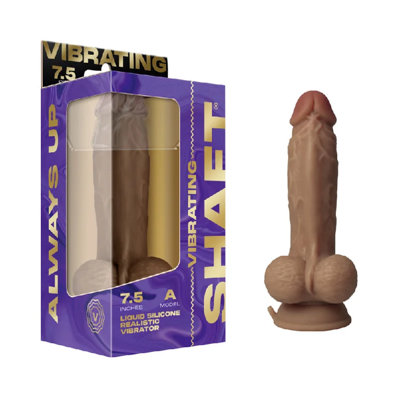 Next-gen masturbator-Shaft Vibrating Model A: 7.5 in. Dual Density Silicone Dildo Oak