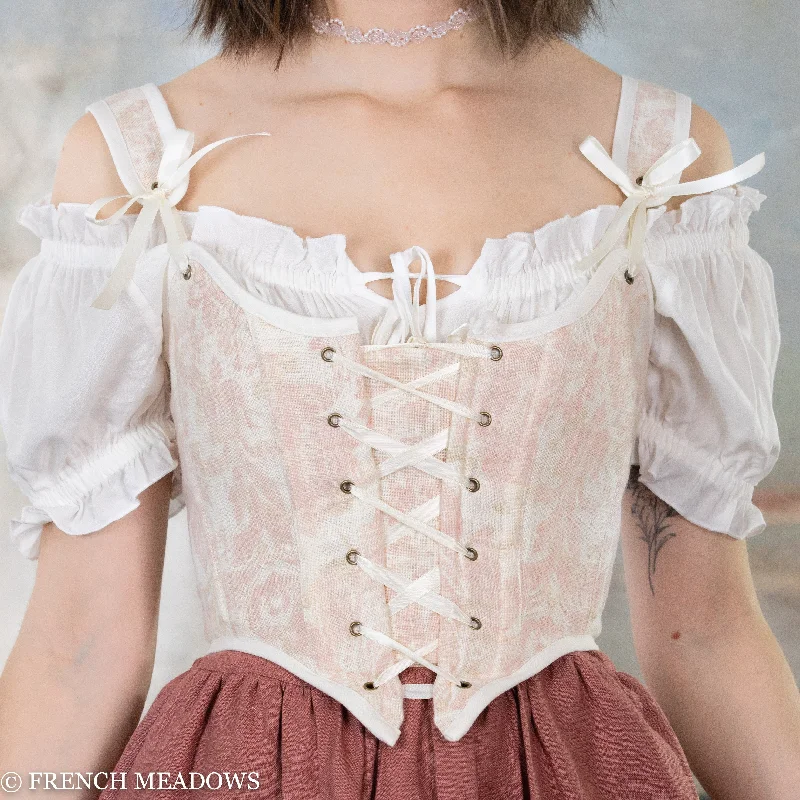 dual-action vibrator accessories-Handmade Pink and White Toile Renaissance Bodice