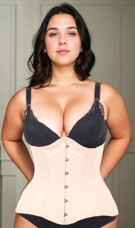 corset with metallic thread-Plus Size Waist Trainer Cotton Longline Corset