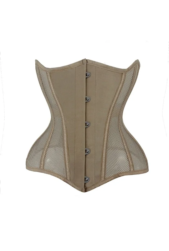 corset for fashion event-Nude Steel Boned Mesh Panel Underbust Corset