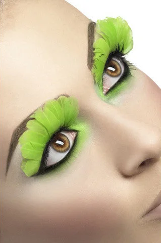 cock pump accessories-Feather Eyelashes - Neon Green