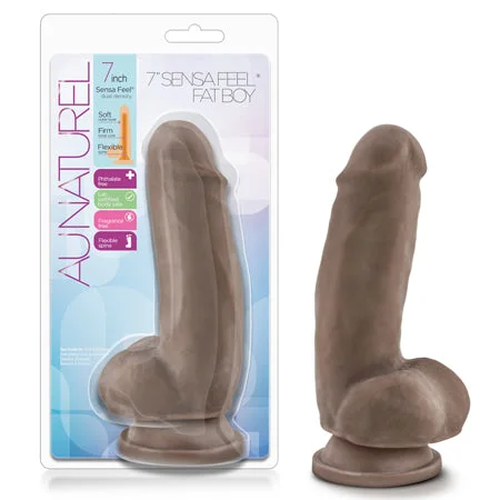 Male stimulation masturbator-Blush Au Naturel 7 in. Fat Boy Posable Dual Density Dildo with Balls & Suction Cup Brown