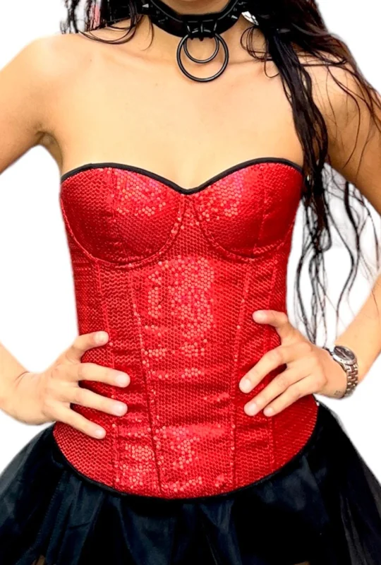 corset for alternative gown-Sequin Red Devil Corset